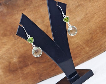 Groene amethist peridotoorbellen: 925 sterlingzilveren oorbellen