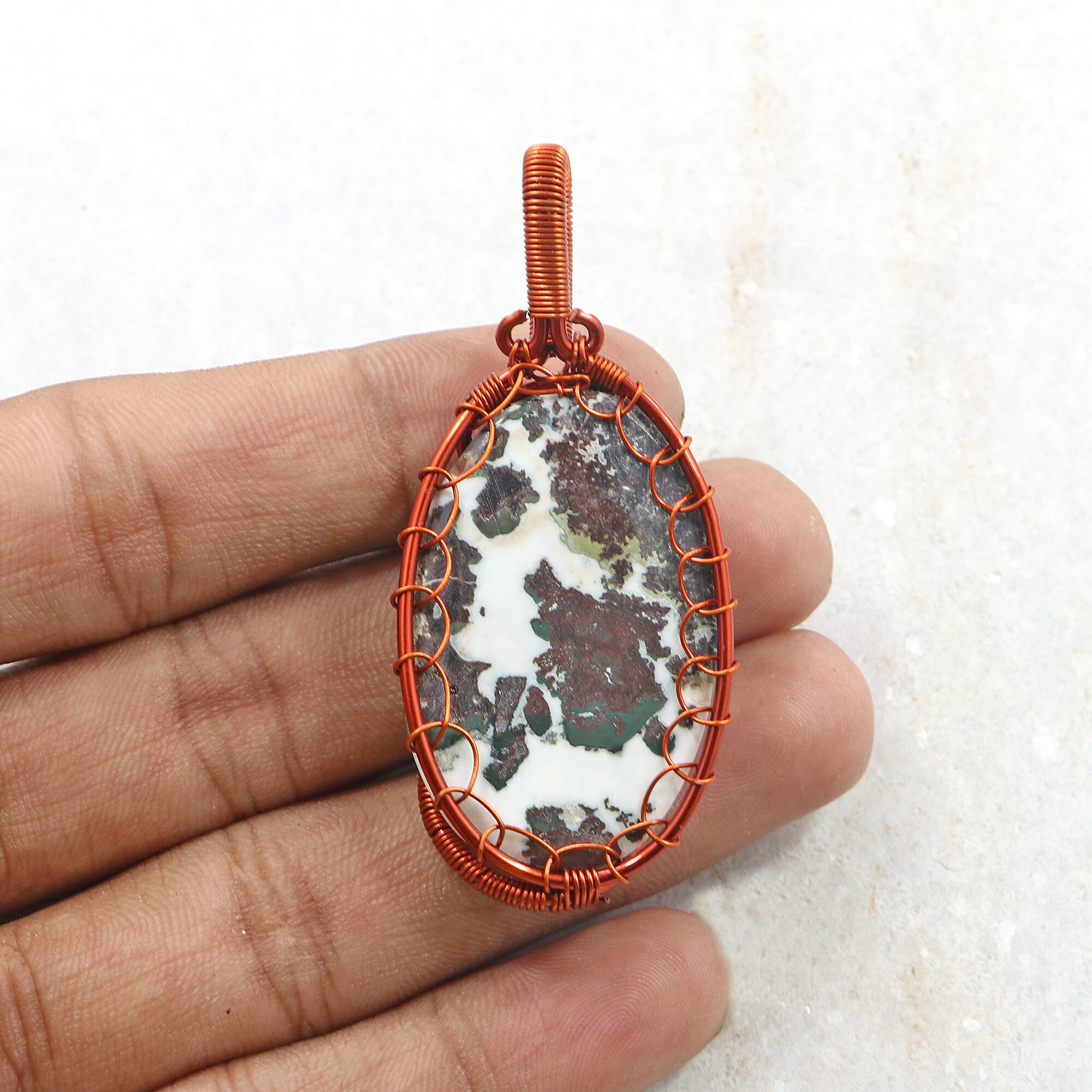 Lovely Pendant of Zebra Jasper Gemstone/ 24*59 MM Oval Cut