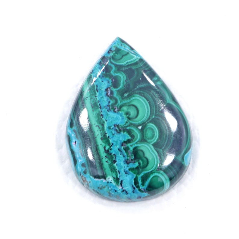 Amazing Quality 38 Cts Azurite Malachite Chrysocolla 21*28 MM Pear Shape Green Blue Azurite Malachite Chrysocolla Flat Back Cabochon
