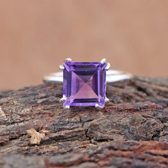 Square cut amethyst ring deals
