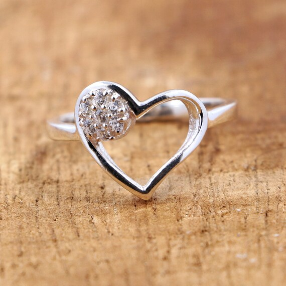 Heart silver ring on sale with cubic zirconia
