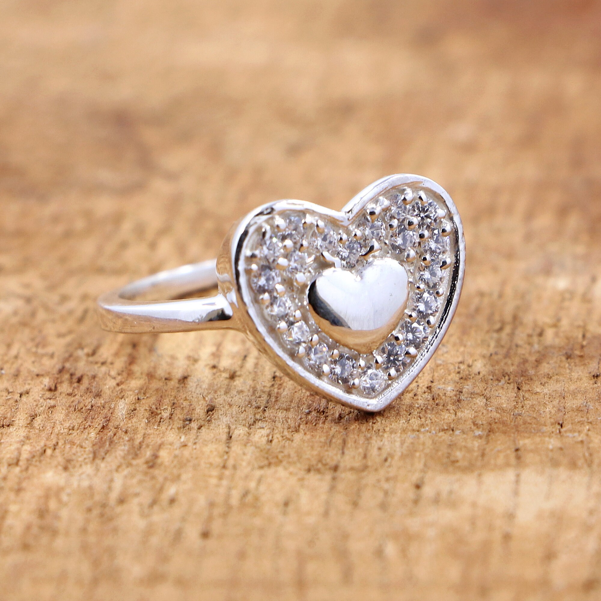 Cubic Zirconia Heart Ring: 925 Sterling Silver - Etsy