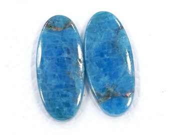 Par de piedras preciosas de apatita azul: piedra brasileña ovalada (12 x 27 mm)