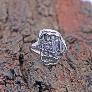 Bague météorite - bague en argent sterling 925 - bague en cristal de guérison - bague faite main - bague noire - bague pour homme