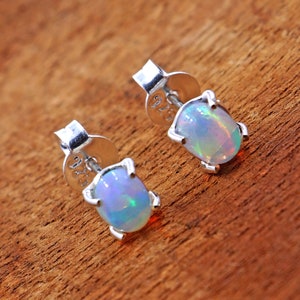 Adorable Earrings of Ethiopian Opal* Finest Quality Opal Earrings* 925 Sterling Silver Ethiopian opal Earrings* Blue Fire Opal Stud Earrings