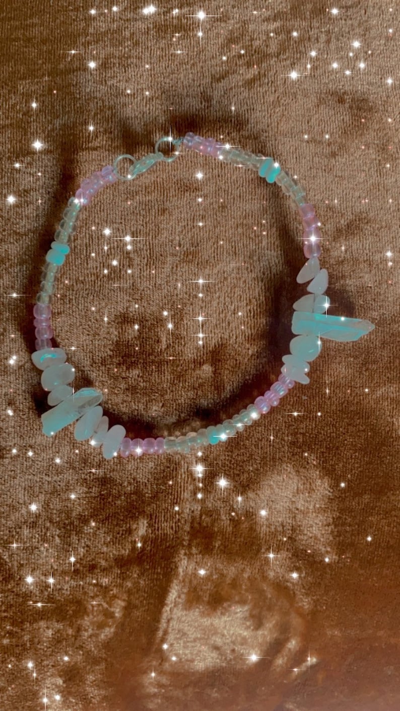Adore Rose Quartz Crystal beaded anklet