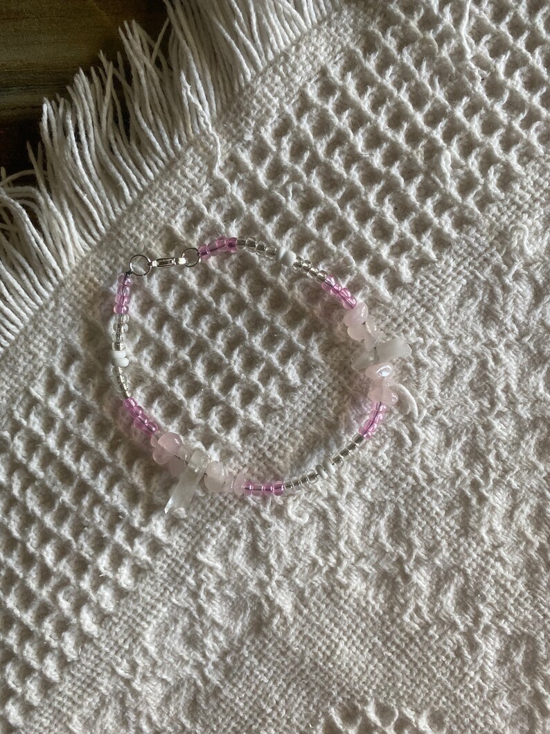 Adore Rose Quartz Crystal beaded anklet
