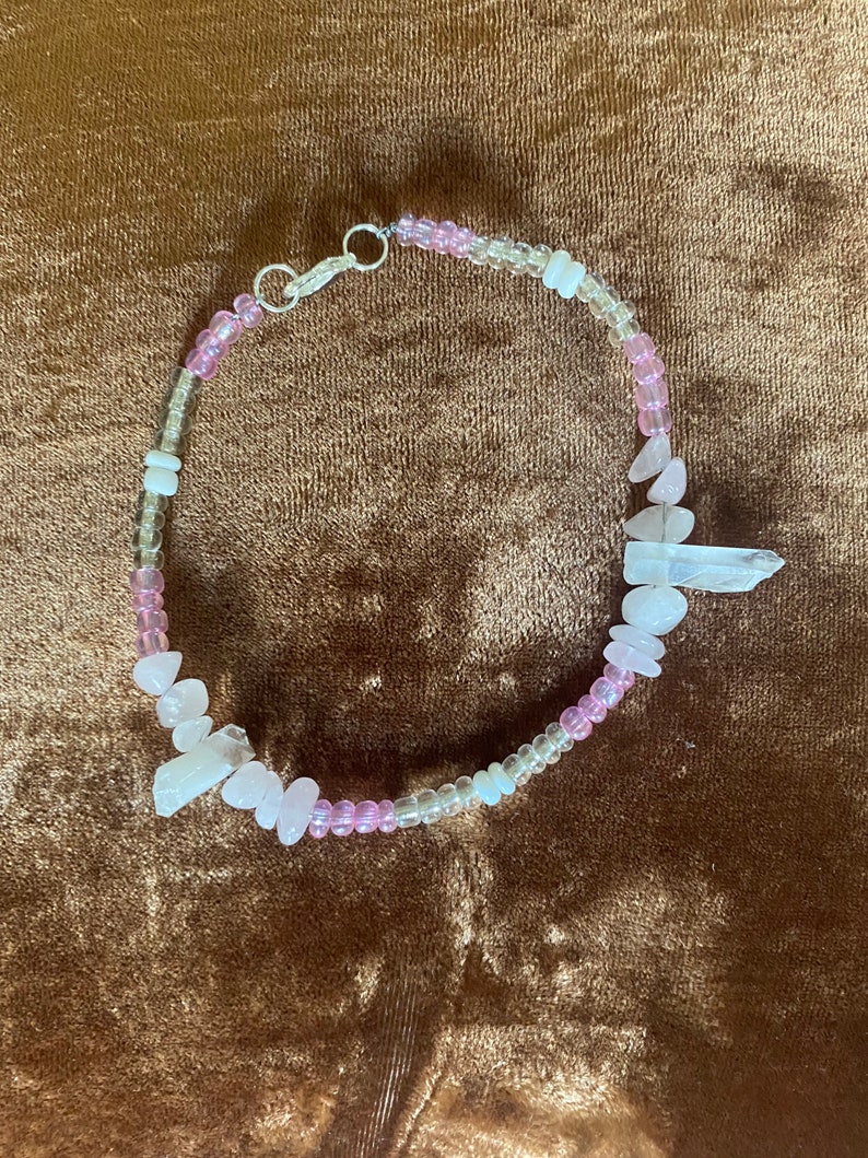 Adore Rose Quartz Crystal beaded anklet