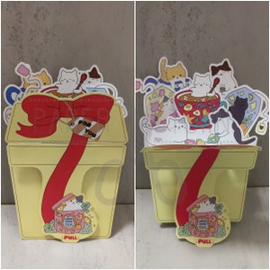 Color Template - 3D Cat Tea Gift Box