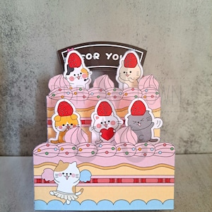 Color Template - Kitten 3D Cake Pop Up Card