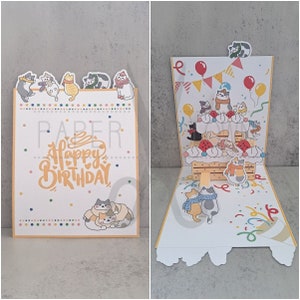 Paper Town HK - Carte d'anniversaire gâteau 3D chat - Version hiver