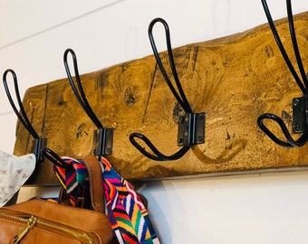 Toallero rústico de madera desgastada, toallero de baño, decoración de baño, perchero de madera, perchero de pared, perchero, decoración de granja