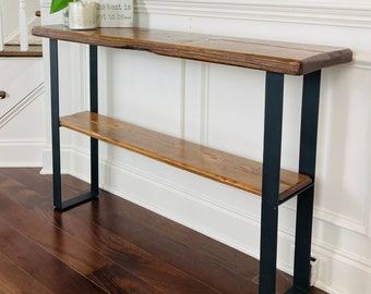 Console table with distressed wood, console table, Entryway table, console table with reclaimed distressed wood, metal table legs