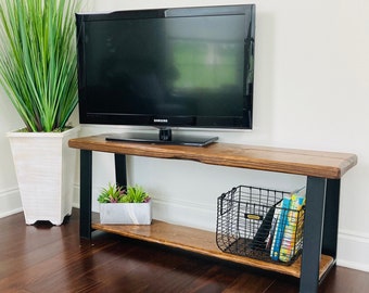 TV Stand Console with solid wood, TV Stand, media console with metal legs, record player stand, CUSTOMIZABLE