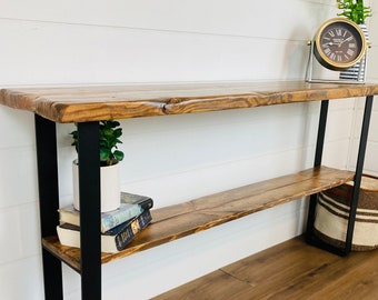 Entryway Console Table with distressed wood, Console table, Entryway console sofa table, farmhouse, entryway decor, entryway table