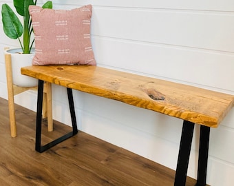 Live Edge Bench, Entryway Bench with storage, shoe rack, farmhouse decor, storage bench, reclaimed wood