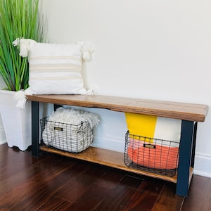 Shoe rack with shelf for shoe storage, Bench with shoe rack, Entryway bench with metal bench legs, farmhouse decor, FREE SHIPPING!!!