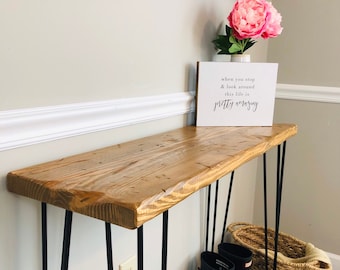 Entryway Table Console with Hairpin Legs, Entryway table, Entryway console table farmhouse, Distressed Wood, entryway decor, entryway table