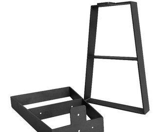 Patas de banco con recubrimiento en polvo negro, Patas de banco de metal, Patas de mesa de metal, Patas de banco trapezoidales, Juego de dos