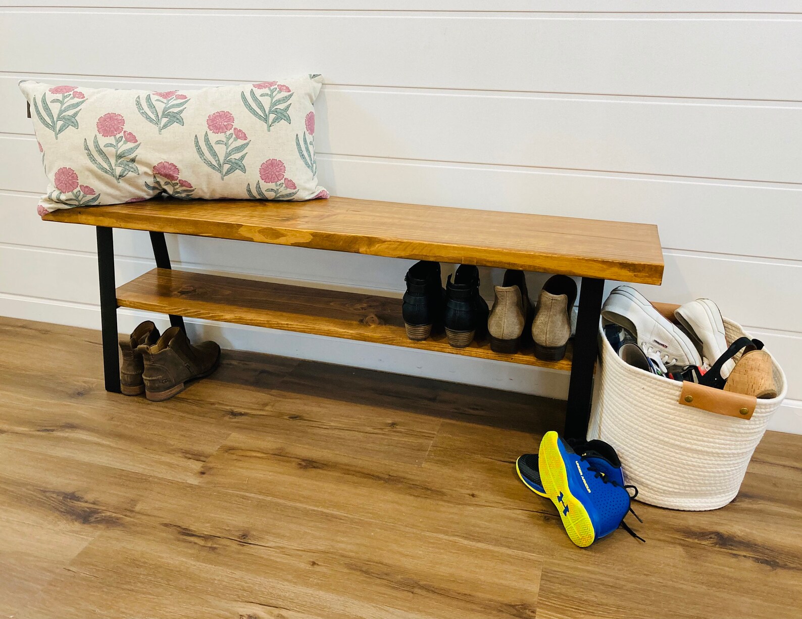 Farmhouse Entryway Shoe Rack Bench With Storage Shoe Rack Etsy