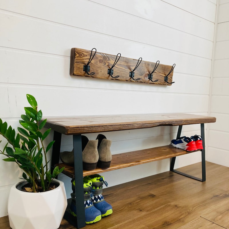 Hall Bench and Coat Rack - Etsy