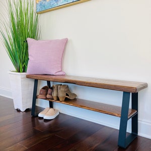 Entryway Bench with shoe rack and metal legs, Entryway Bench, Shoe Rack, Storage Bench, Entryway Bench with shoe storage image 3