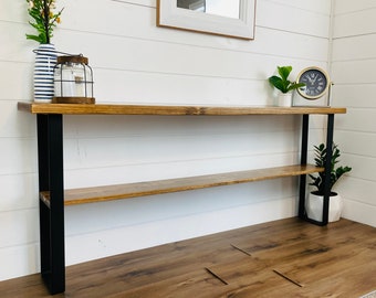 Console Table with reclaimed wood and steel legs, console table, Entryway sofa table farmhouse, entryway console table, farmhouse decor