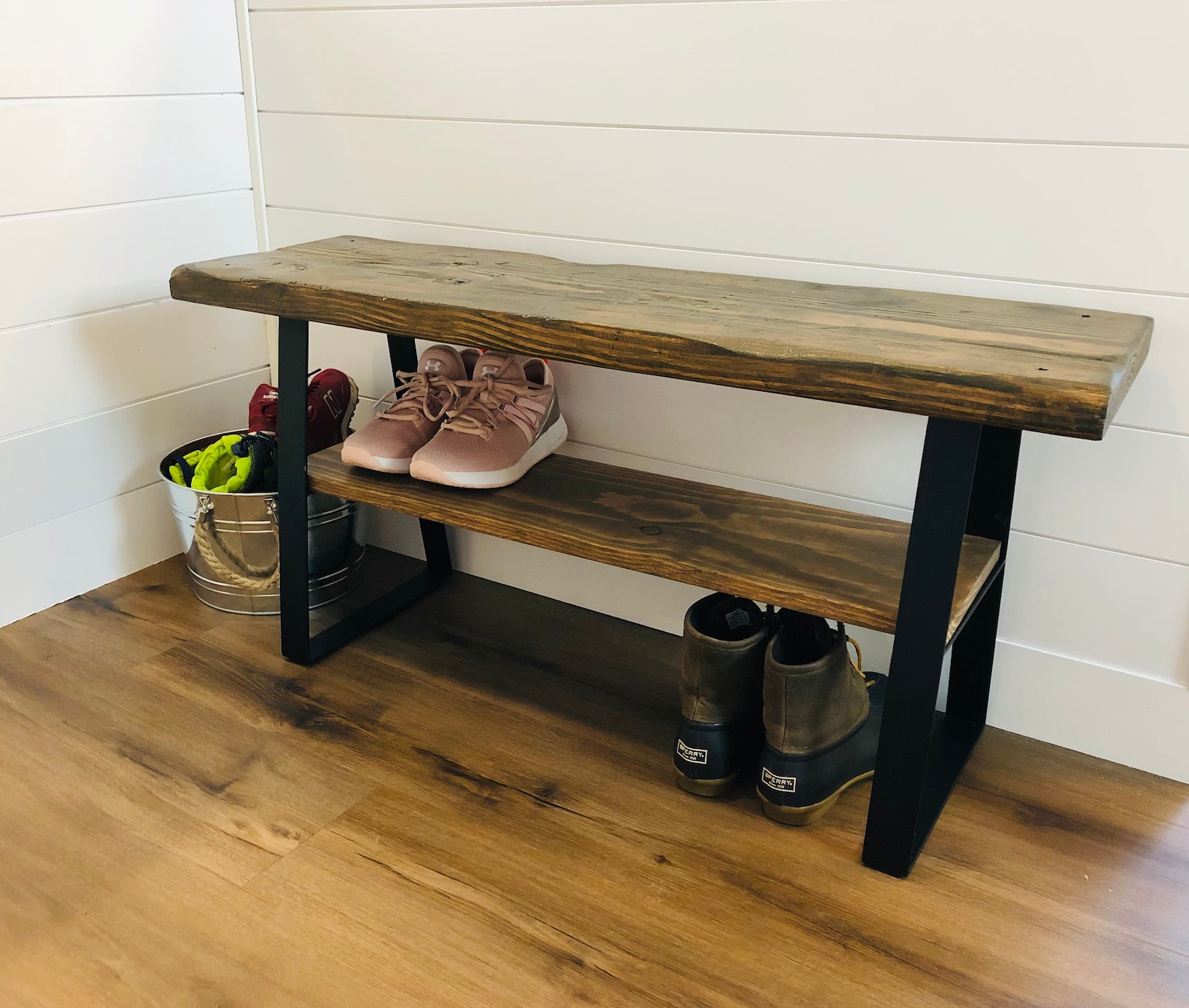 Farmhouse Entryway Bench Distressed Wood Entryway Bench with Etsy