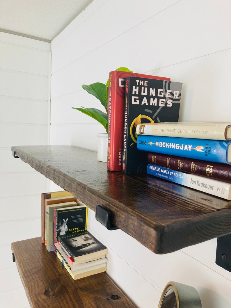 Farmhouse Bookcase Reclaimed Wood, Bookcase bookshelf, Floating Shelves. farmhouse decor, reclaimed wood floating shelves, hanging shelves image 7