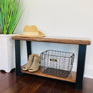 Entryway Storage Bench with Shelf, Bench, Shoe Rack, Storage Bench, Bench Legs, Solid Wood Bench, Entryway Bench with shoe storage