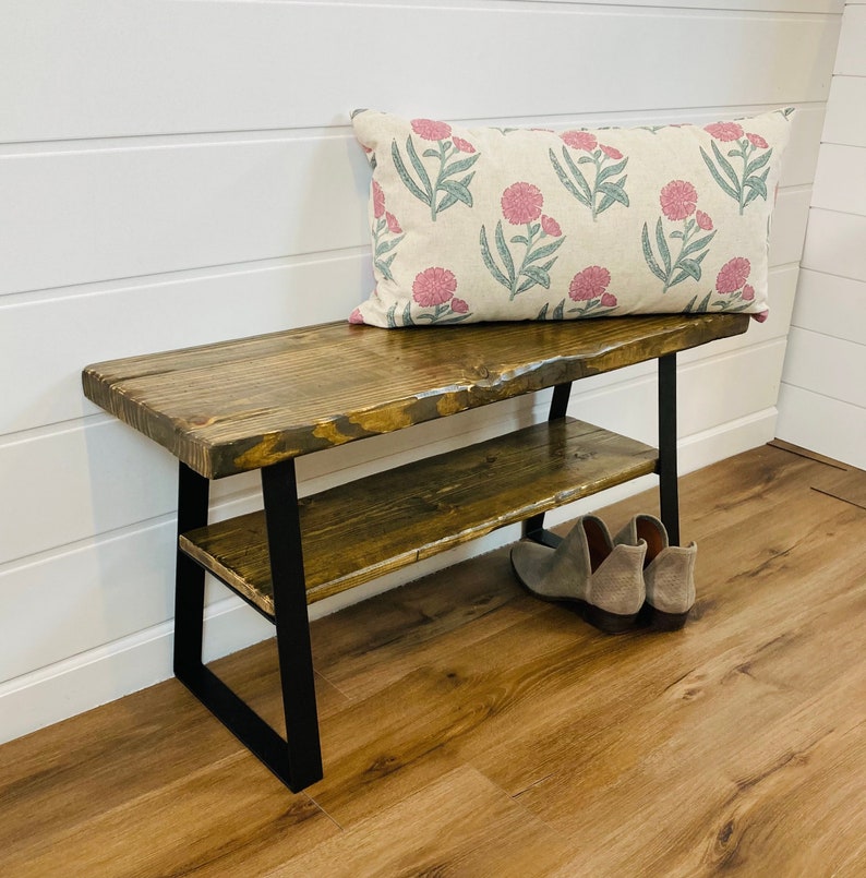 Farmhouse Entryway Bench Distressed Wood Entryway Bench With Etsy