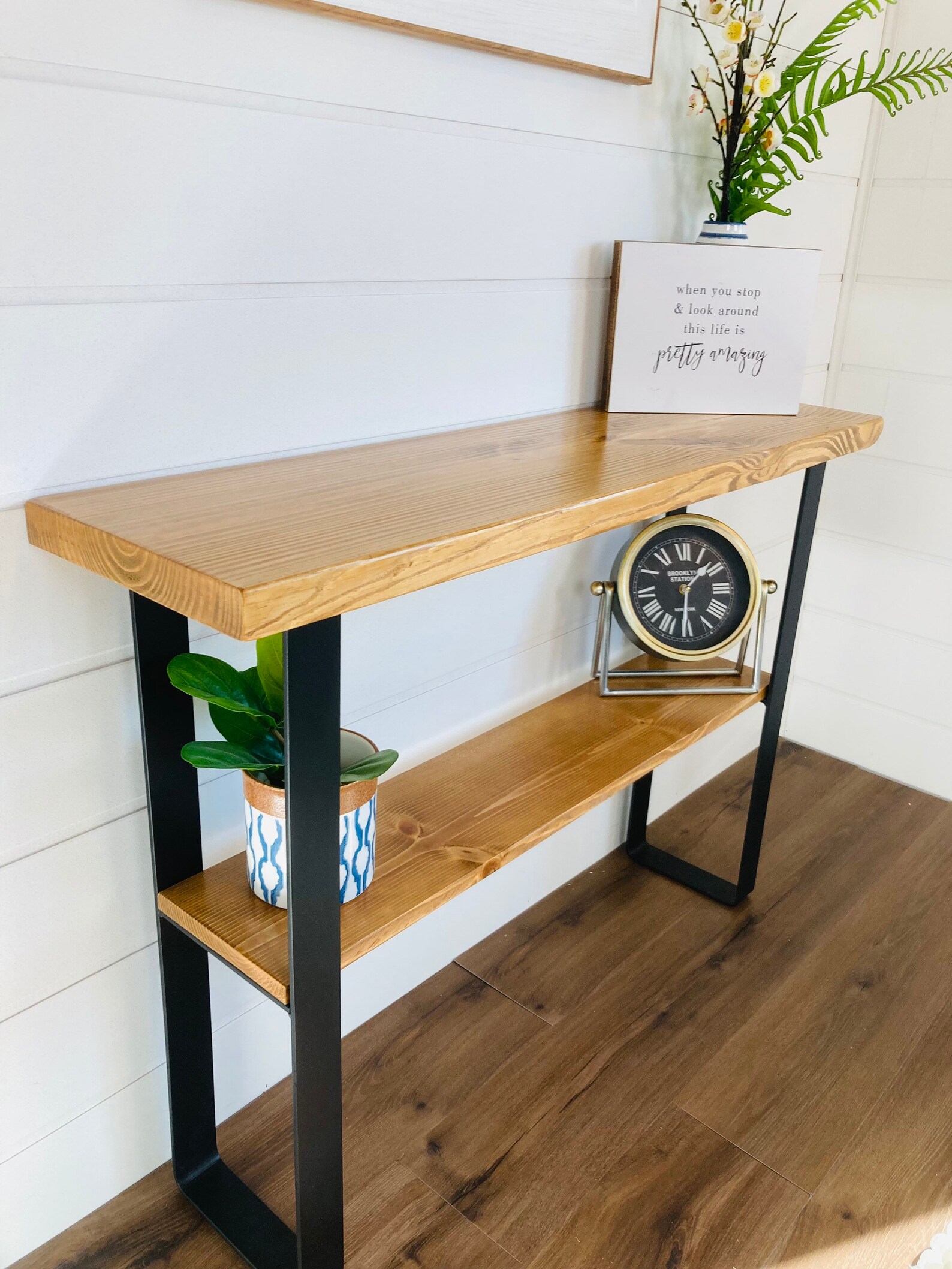 Console Table With Reclaimed Wood and Steel Legs Console - Etsy