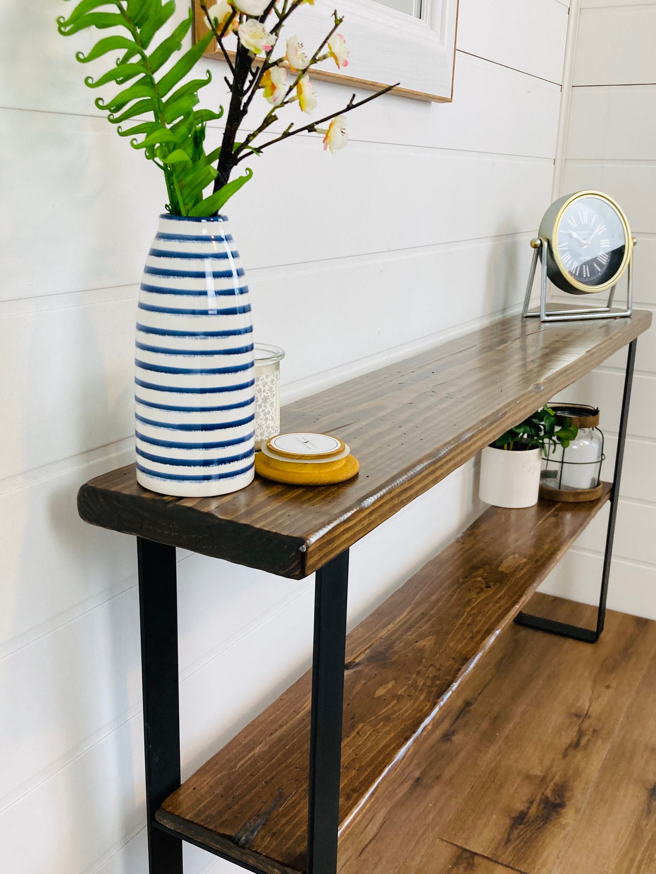 Narrow Console Table With Metal Legs Console Table Farmhouse Etsy