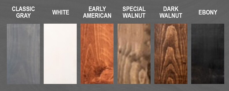 Puede incluir: Seis muestras de color de tinte para madera: Gris cl&aacute;sico, Blanco, Americano antiguo, Nogal especial, Nogal oscuro y &Eacute;bano.