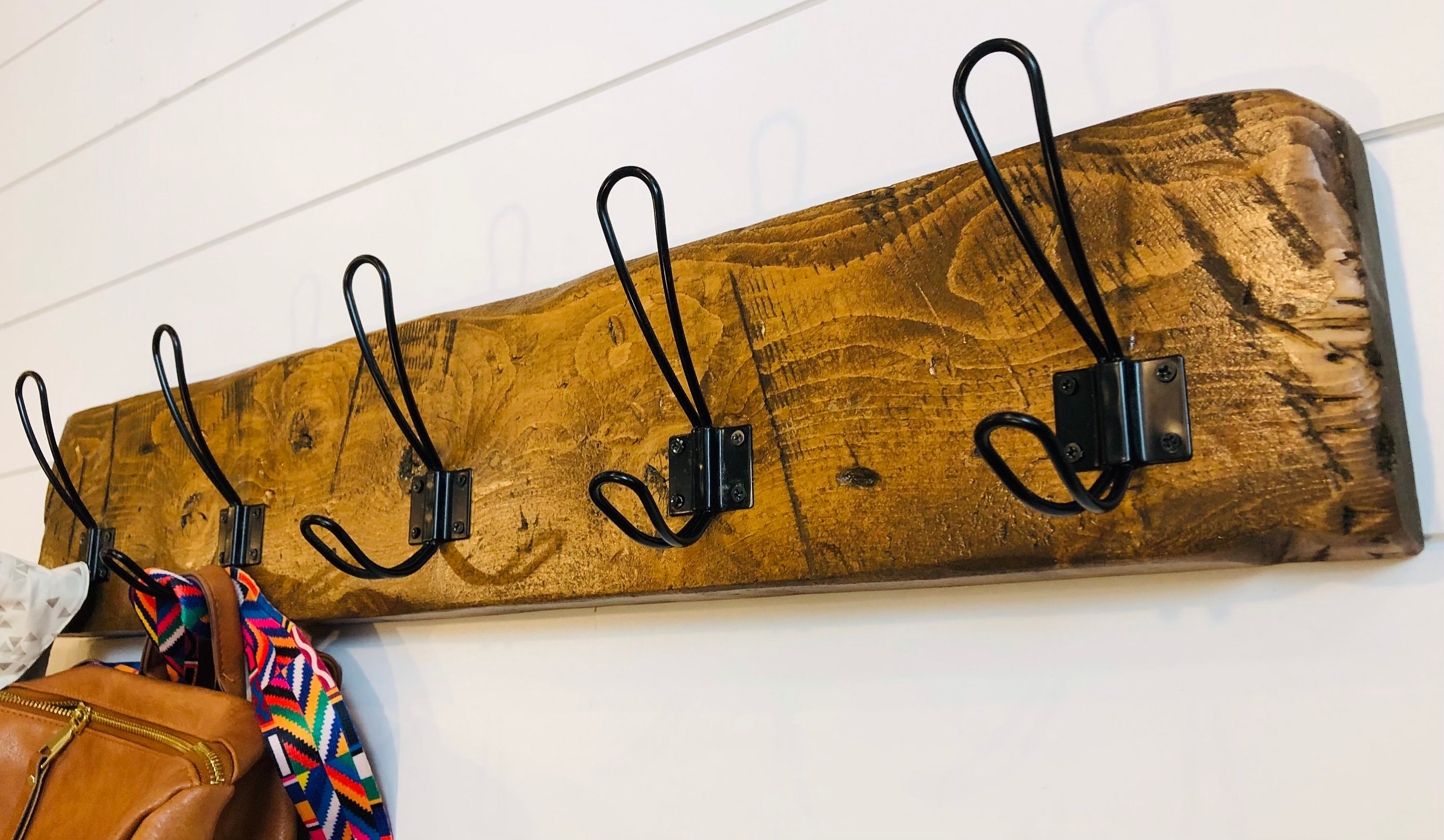 Rustic Farmhouse Coat Rack distressed wood entryway Etsy