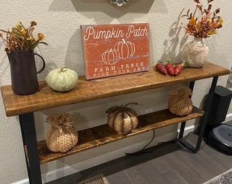 Rustic Narrow Console Table - Farmhouse Home Decor - Modern Narrow Console Table - Wood and Metal Entry Table