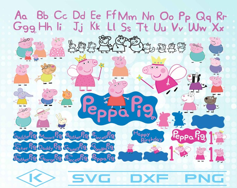 Download Peppa Pig SVG Clipart Silhouette and Cutfiles. | Etsy