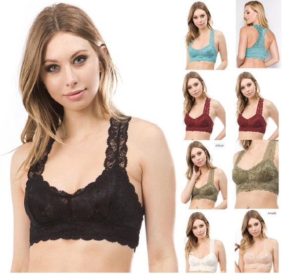 Gorgeous Lace Bralette Lined Low Sweetheart Neckline Racerback Scalloped  Edges SEXY Lingerie Sports Bralette Yoga Outfit Runners Hiking Top 