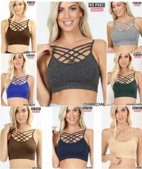 Cutout Bralette Sports Bra Crop Top Caged Strappy Criss Cross