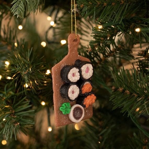 sushi charcuterie board ornament clay christmas food ornaments sushi lovers  gift