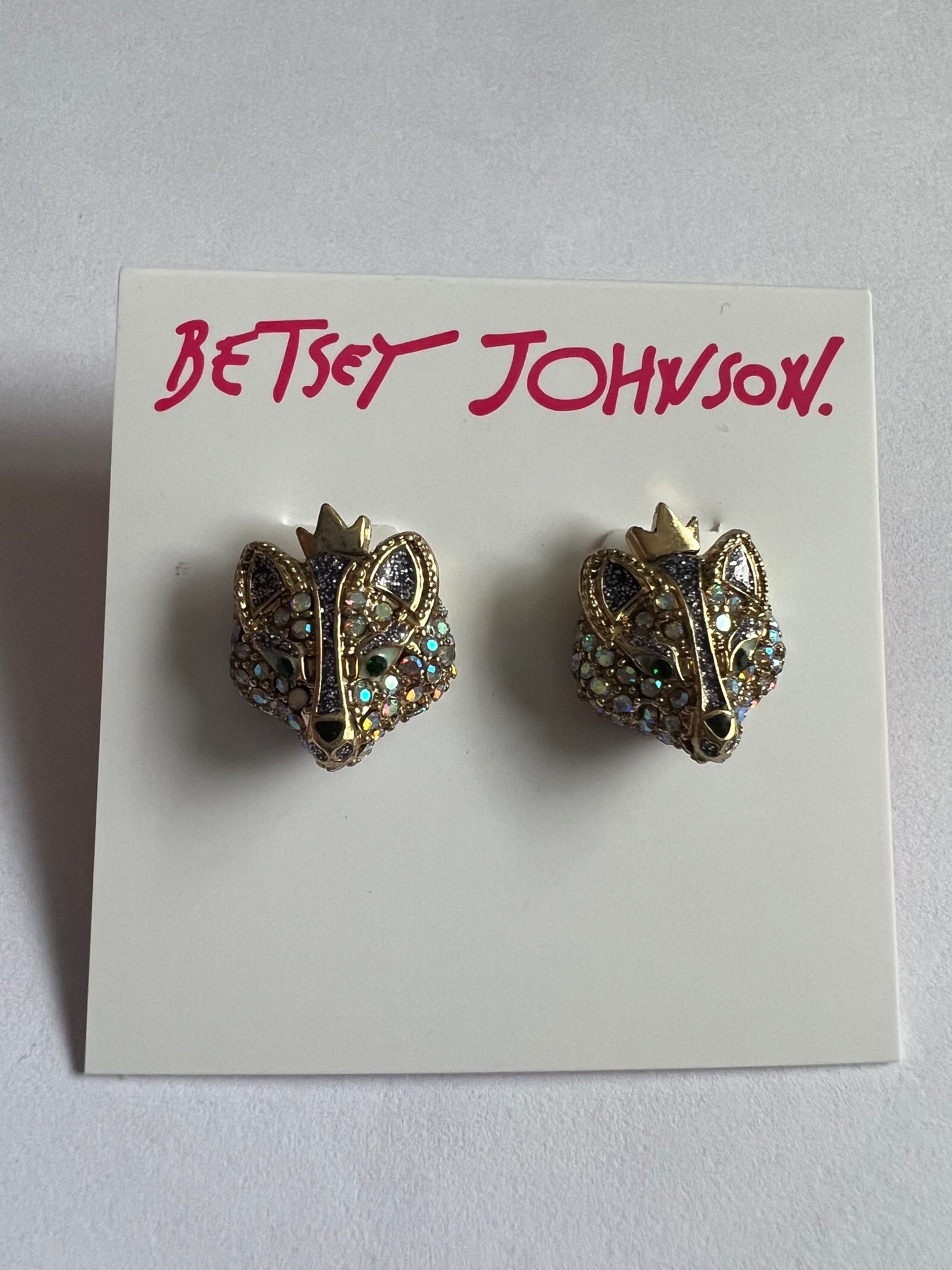 Betsey Johnson Faux Stone Bear Stud Earrings | Foxvalley Mall