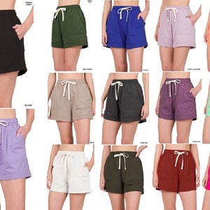 FRENCH TERRY DRAWSTRING Waist Short Back and Front Pockets 100% Cotton Hiking Running Yoga Outfit Women's Sport Shorts Sexy Summer Bottoms