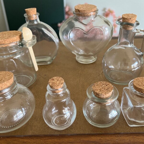 Glass Jar Favor Canister Treats Storage Bottle Container with Cork Top Different Sizes