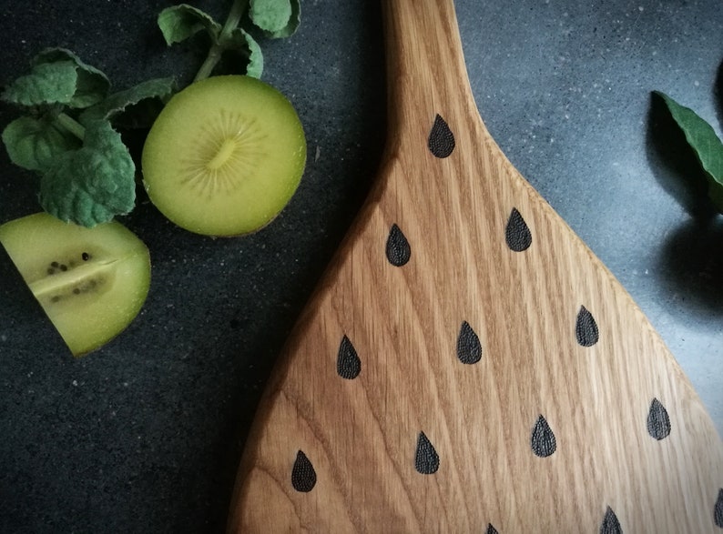 Wooden cheese board, Handmade charcuterie board, Water drops illustration, Stay hydrated, Board with handle, Raindrops, Design cutting board image 4