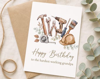Verjaardagskaart voor opa, cadeau voor klusjesman, cadeau voor gereedschapsliefhebber, zelfgemaakte kaart voor opa, cadeau voor grootvader, printbare digitale PDF, kaart van 5x7 inch
