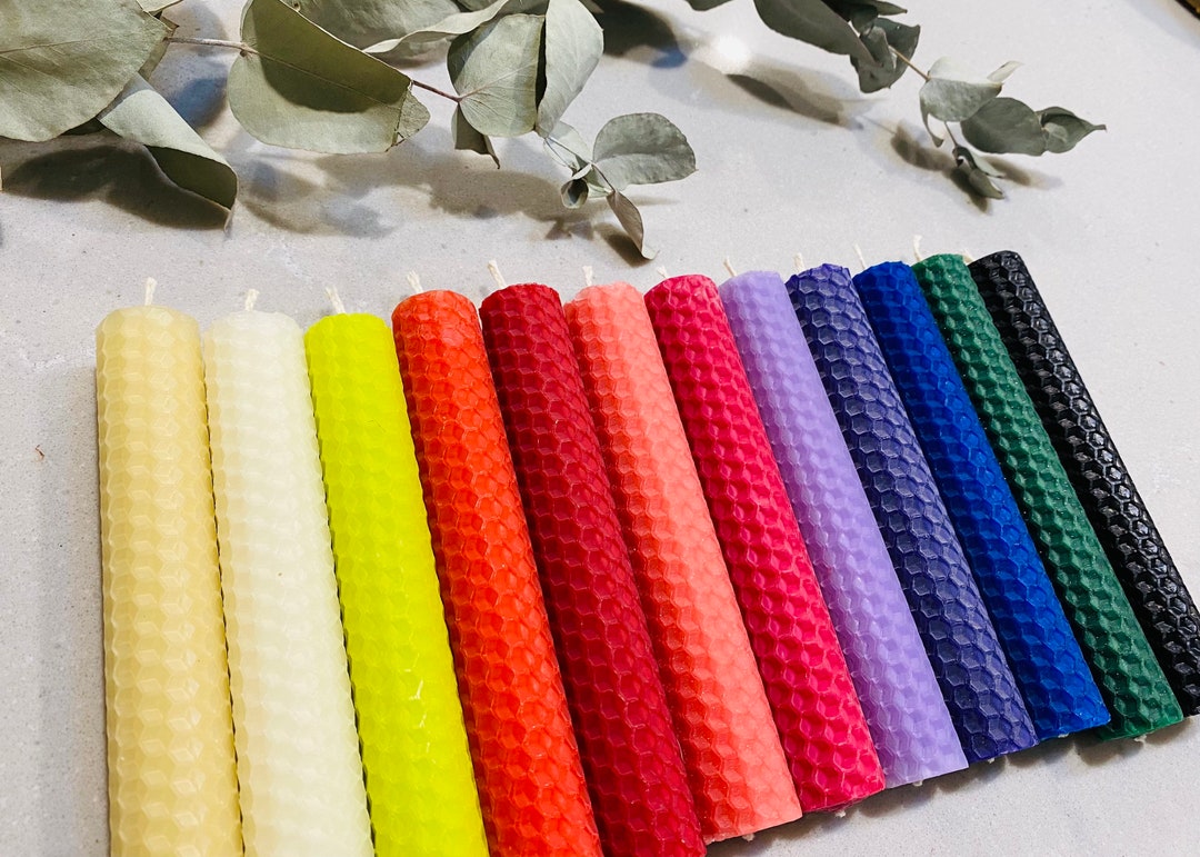 Beeswax Candles 100 Pure Beeswax With Cotton Wick Set of 2 Etsy