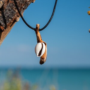 Driftwood and seashell choker