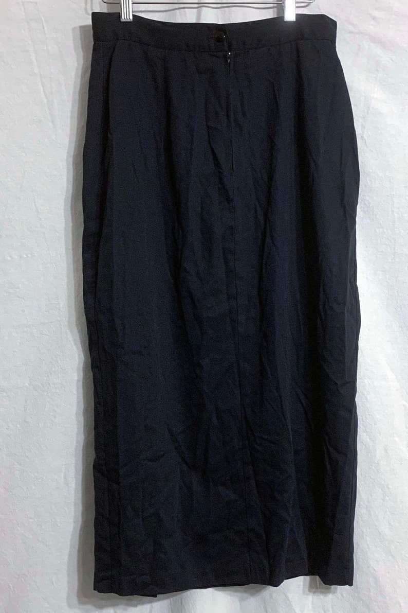 Vintage Size 13 Ormond Navy Blue Maxi Skirt Swirl Buttons