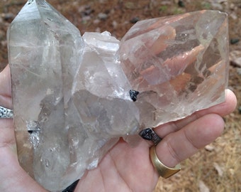 745.4 gram Black Tourmaline in Clear Elestial Quartz combo from Pakistan