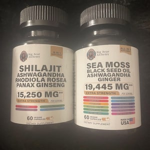 Shilajit/Ashwagandha/Rhodiola/Ginseng extract +++ and SeaMoss/Black seed oil/ginger/Burdock Root/Manuka Honey extract +++ combo package